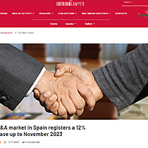 The M&A market in Spain registers a 12% decrease up to November 2023